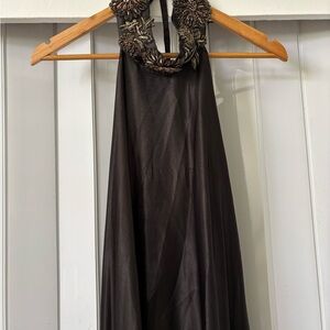 Gold Sequin Halter Dress